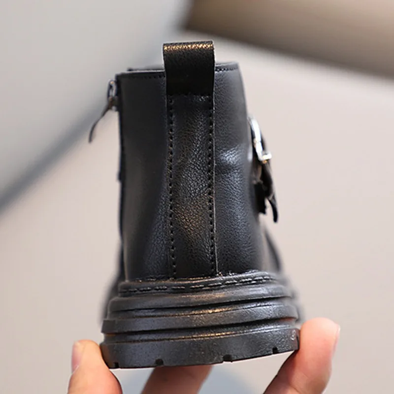 Ботинки детские кожаные в британском стиле простые Нескользящие короткие сапоги