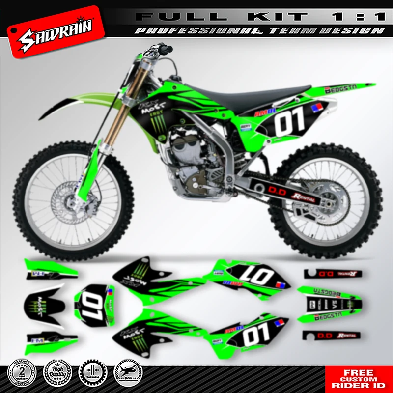 Фото Наборы наклеек с графикой мотоцикла Sawrain для KAWASAKI KXF250 2004 2005 007 №2