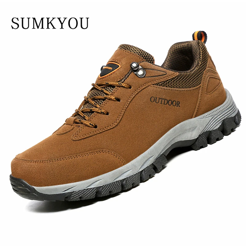 New Men Hiking Shoes Suede Leather Sneakers Men Shoes Outdoor Wear-resistant Mountain Boots Man Climbing Shoes Zapatos De Hombre