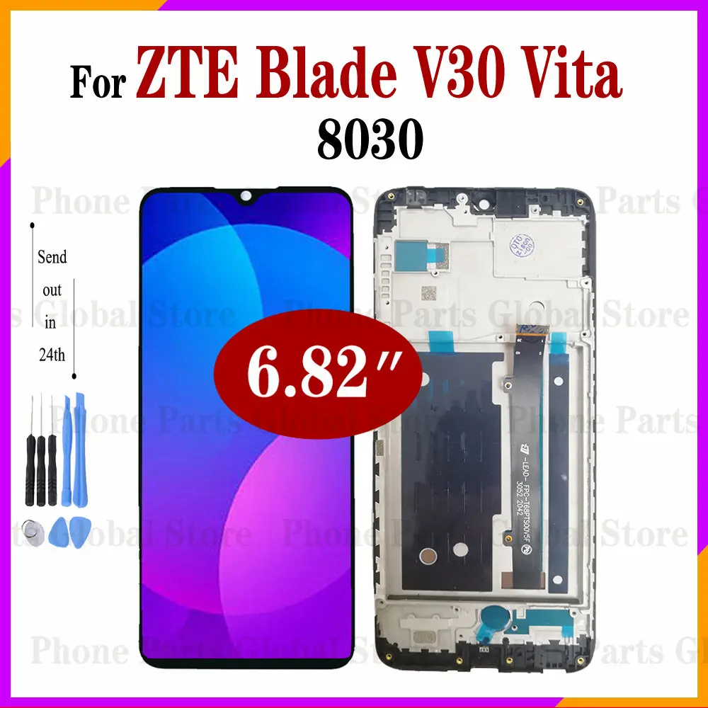 Дисплей 6,82 дюйма для ZTE Blade V30 Vita 8030, ЖК-дисплей с рамкой, сенсорный экран, дигитайзер в сборе, дисплей V30vita, запасные части
