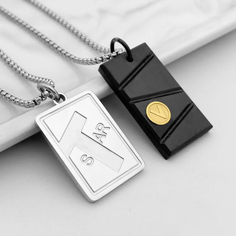 Ожерелье из нержавеющей стали с надписью полосатая подвеска и звездами для женщин и мужчин