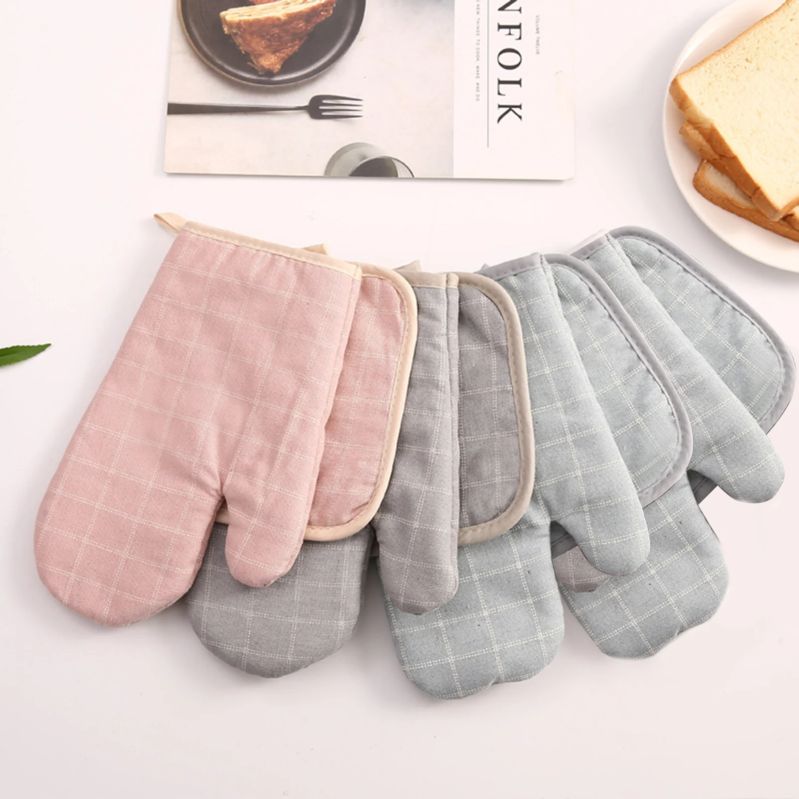 

Microwave Oven Glove Kitchen Tool 2Pcs/set Mitten Terylene Insulated Heatproof Resistant Non-slip Baking Gloves Thickening