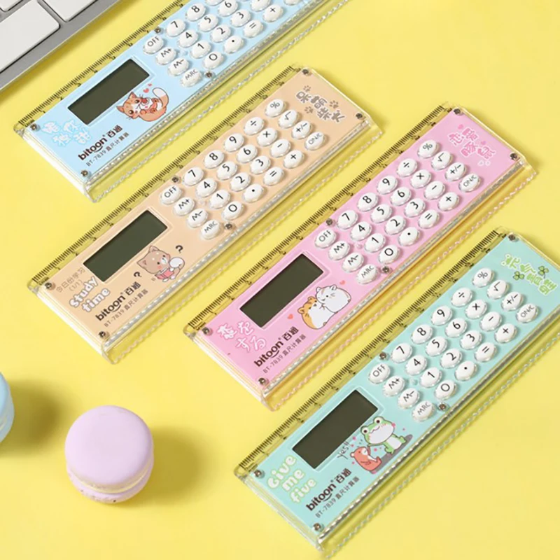 

Мультипликационная многофункциональная линейка Kawaii, калькулятор, математический расчет, математические мерные линейки, канцелярские принадлежности для студентов и офиса