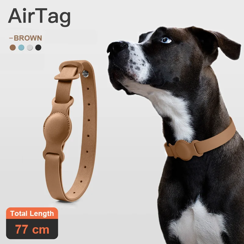 Collar ajustable de cuero para mascotas, rastreador de ubicación para Apple Airtag, perro y gato, antipérdida, funda para AirTag, Collar de ubicación