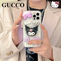 kuromi 3d iphone 11 13 12 pro max phone case x xr xs 7 8 plus clear silicone luxury shell shockproof cute cartoon