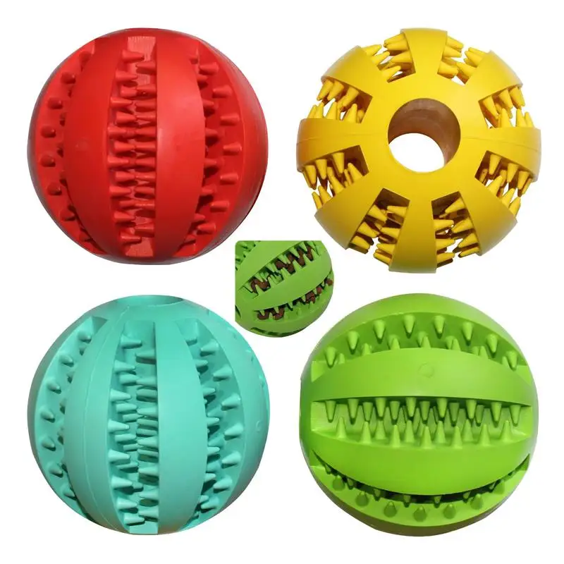 

Pet Dog Toy Rubber Interactive Treat Food Dispensing Ball Hiding Food Puzzle Bite Pet Dog Teeth Chew Toys Tooth Cleaning Balls