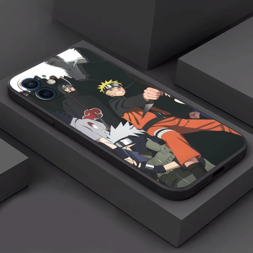 

Japanese NARUTO Anime Phone Case For Funda iPhone 11 12 13 Pro Max 12 13 Mini X XR XS Max 5s 6 7 8 Plus Soft Black