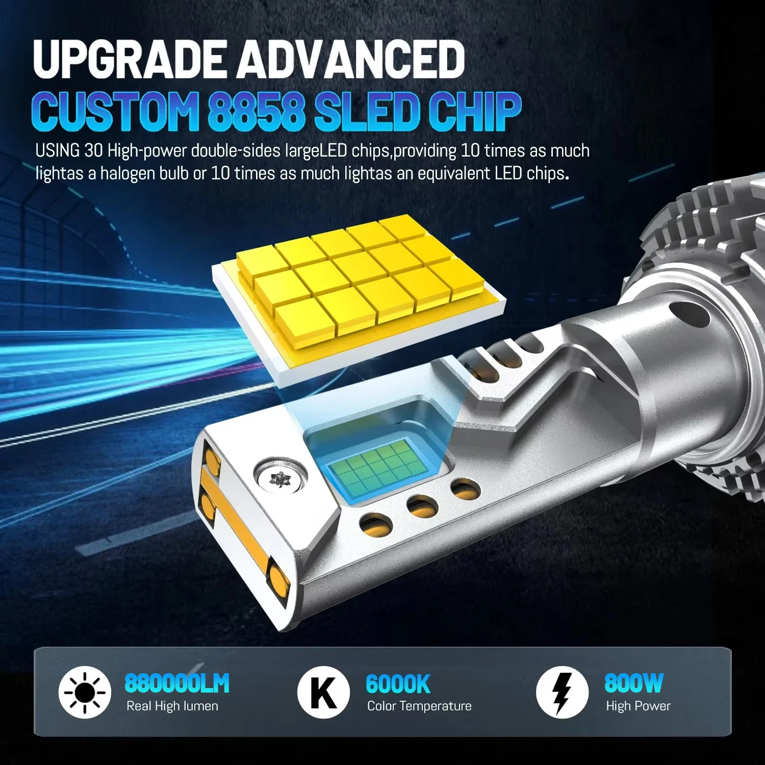 HYNBYZJ 800W H4 H7 Светодиодная фара высокой мощности 8800000 LM 3 медная трубка светодиодные