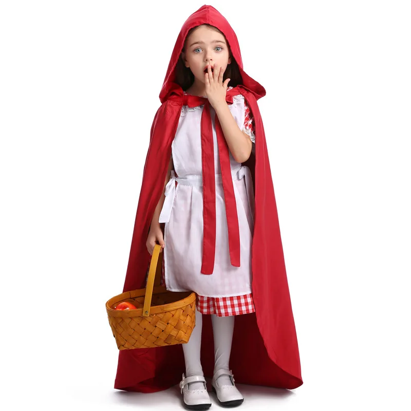 

Child Little Red Riding Hood Cloak Dress Drama Performance Costumes Fantasia Party Girls Cosplay Halloween Costume Fancy Dress
