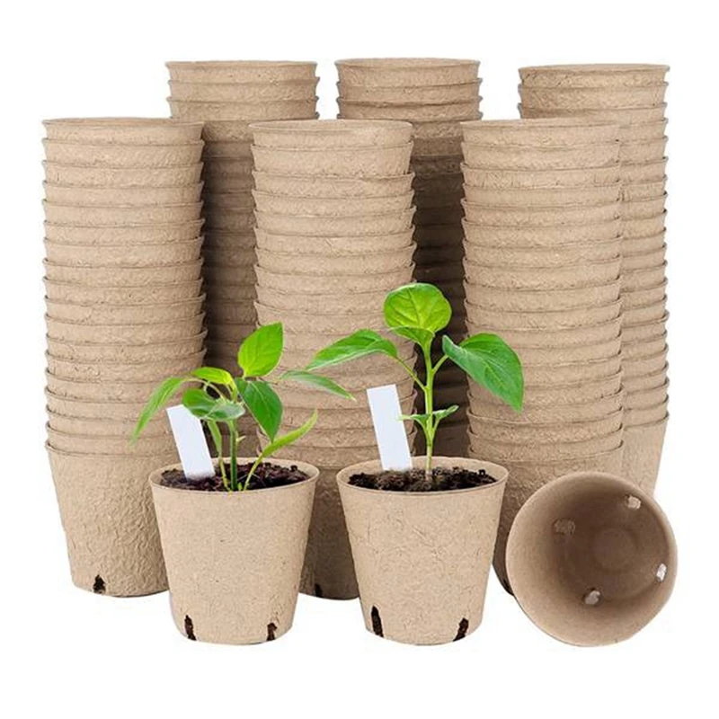 

Peat Pots, 120 Pcs Seed Starting Pots With Drainage Holes Round Nursery Pot, Biodegradable Plants Pots With 50 Labels