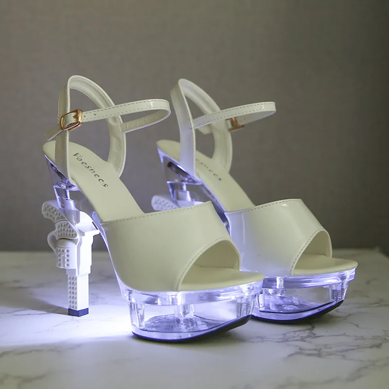 

Сандалии женские на высокой платформе, роскошные пикантные босоножки с кристаллами, высокий каблук 14 см, обувь для стриптиза, свадебные туф...