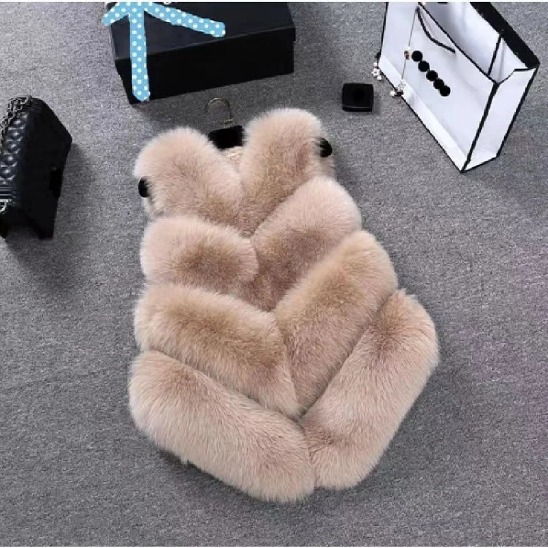Women Winter Fake Fur Coat Jacket 2023 Fashion Sleeveless Solid Outerwear Female Faux Fur Gilet Furry O-Neck Clothing Jackets