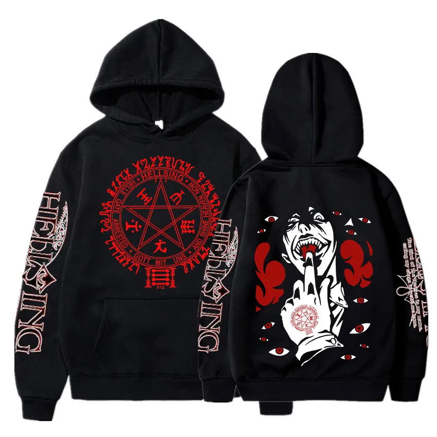 

Hellsing Ultimate Hoodies Anime Manga Alucard Print Streetwear Men Women Fashion Oversized Sweatshirts Hoodie Harajuku Pullover