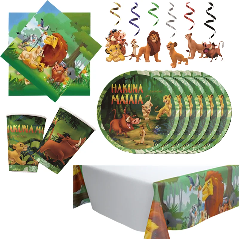 

Disney Lion King Simba Birthday Party Decorations Disposable Tableware Cup Plate Balloon Baby Shower for Kids Party Supplie Toys