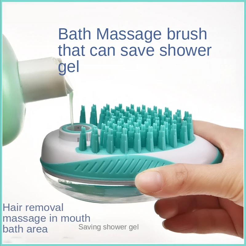 

Pet Brush 2 in 1 Bath Massage Brush, Shampoo Dispenser Dog Grooming Silicone Bristles Shower Brush for Cat Pet Remove Loose Fur