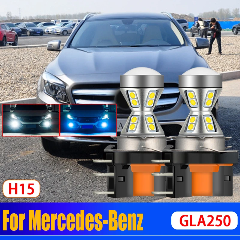 

2Pcs Car Canbus H15 LED DRL Front Signal Day Light Bulbs Daytime Running Lamps For Mercedes-Benz GLA250 2015 2016 2017 2018 2019