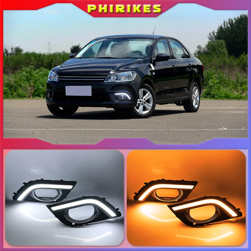 

2 шт. для Volkswagen VW Jetta 2013-2016, динамическое желтое реле сигнала поворота, 12 В, Автомобильные дневные ходовые огни, светодиодные дневные ходовые огни