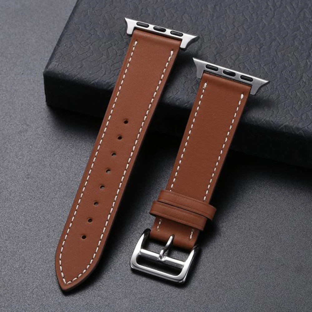 Кожаный ремешок для Apple Watch Band 49 мм 45 мм 44 мм 4241 мм 4038 мм, браслет для смарт-часов, аксессуары для iWatch Series 2 3 4 5 SE 6 7 8 (art.: 3920befe1b91b) - 3920befe1b91b
