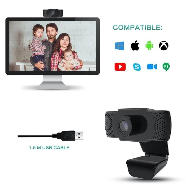 

USB-камера для ноутбука, ПК, с микрофоном, 1080P