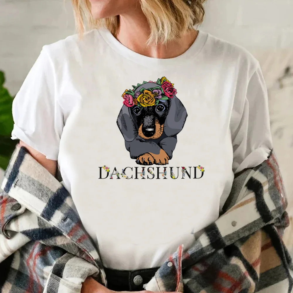 Такса футболка женская дизайнерская забавная девушка одежда