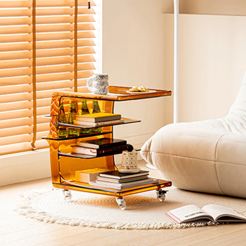 

Nightstand Dressing Coffee Table Acrylic Trolley Sofa Manicure Removable Bedside Table Livingroom Rack Home Furniture AA55