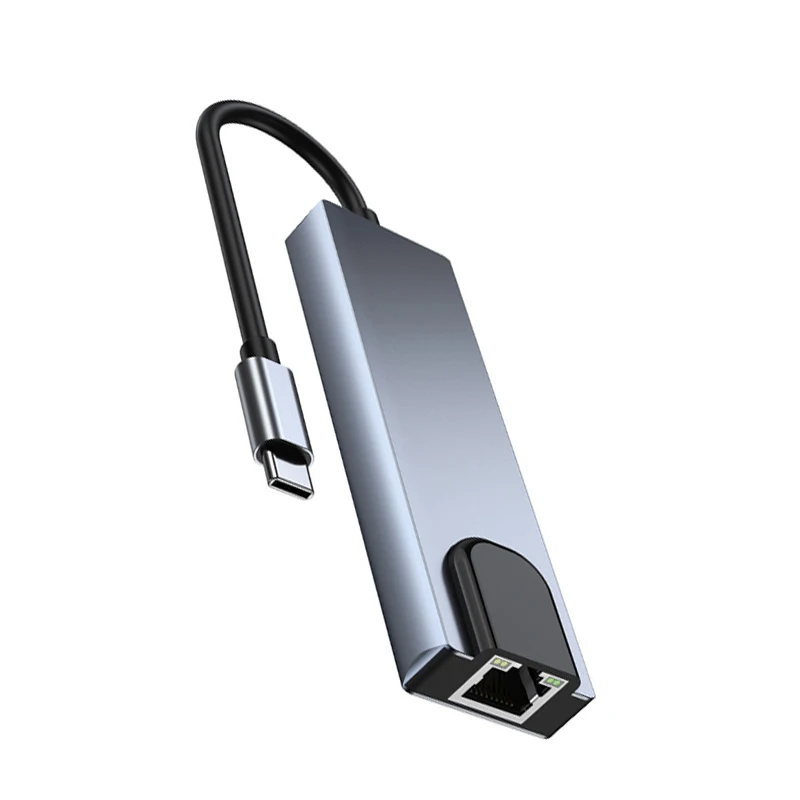 Концентратор 5 в 1 USB типа C USB-C до 100 Мбитс RJ45 LAN USB3.0 USB 2.0 PD Charge 4K 30 Гц HDTV Extender Dock для Macbook Air Pro (art.: 3920d4666e2cd) - 3920d4666e2cd