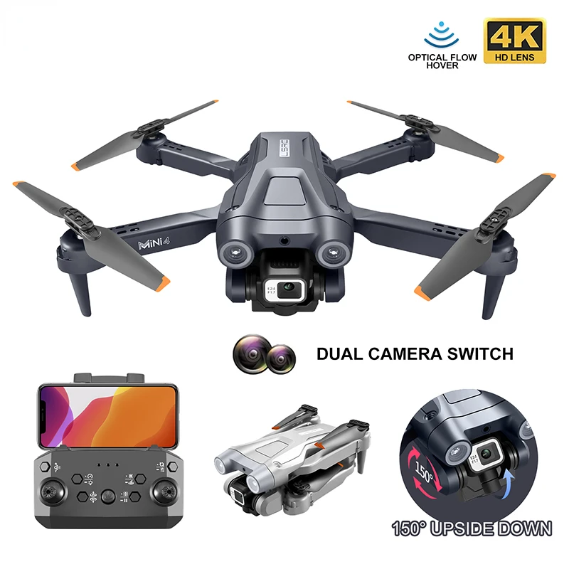 Small MINI 4 4K Drone Aerial UAV Invert Aerial Vehicle Optical Flow Location Obstacle Avoidance Remote Control Aircraft Toy