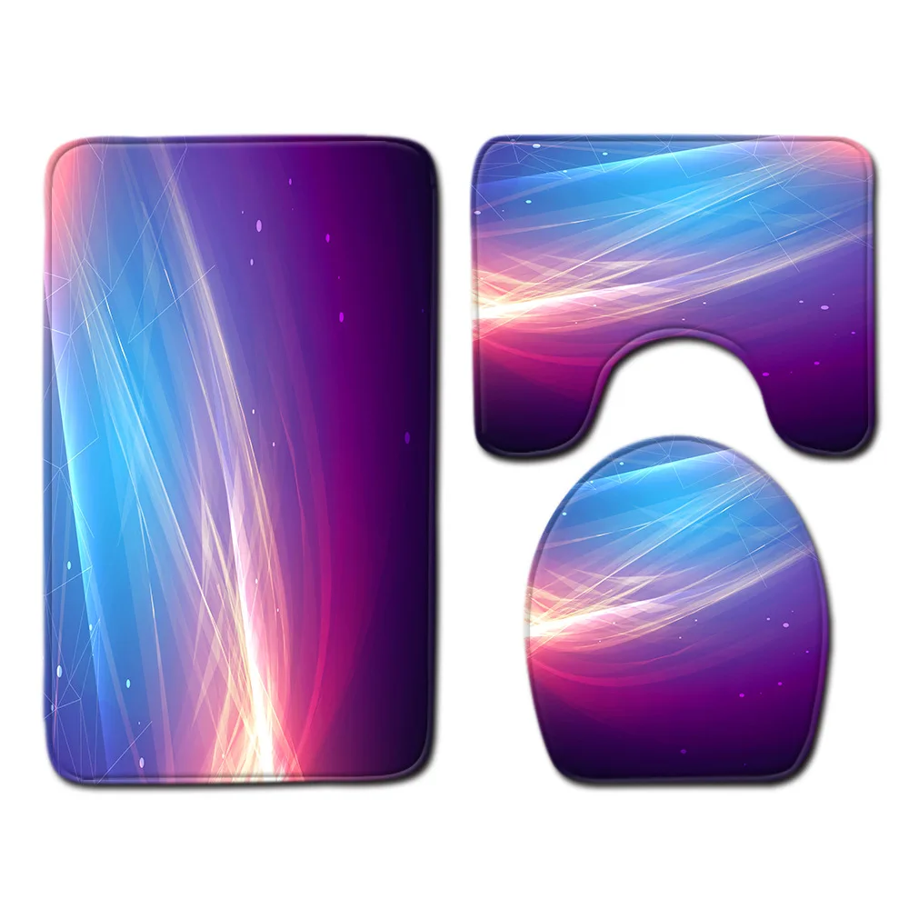 

Трехкомпонентный напольный коврик для туалета с рисунком линий, Набор из 3-х предметов для ванной комнаты, коврик для двери