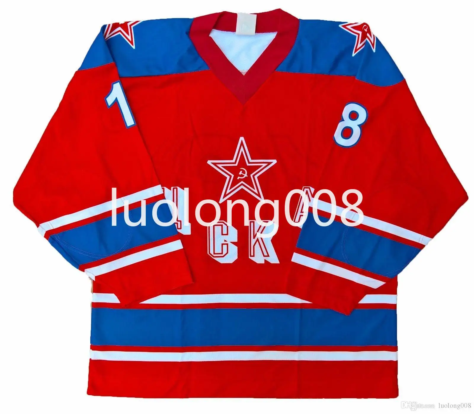 

SKA Red Army Russian #18 Sergei Fedorov 8 Igor Lariono HOCKEY JERSEY Embroidery Stitched Customize any number and name Jerseys