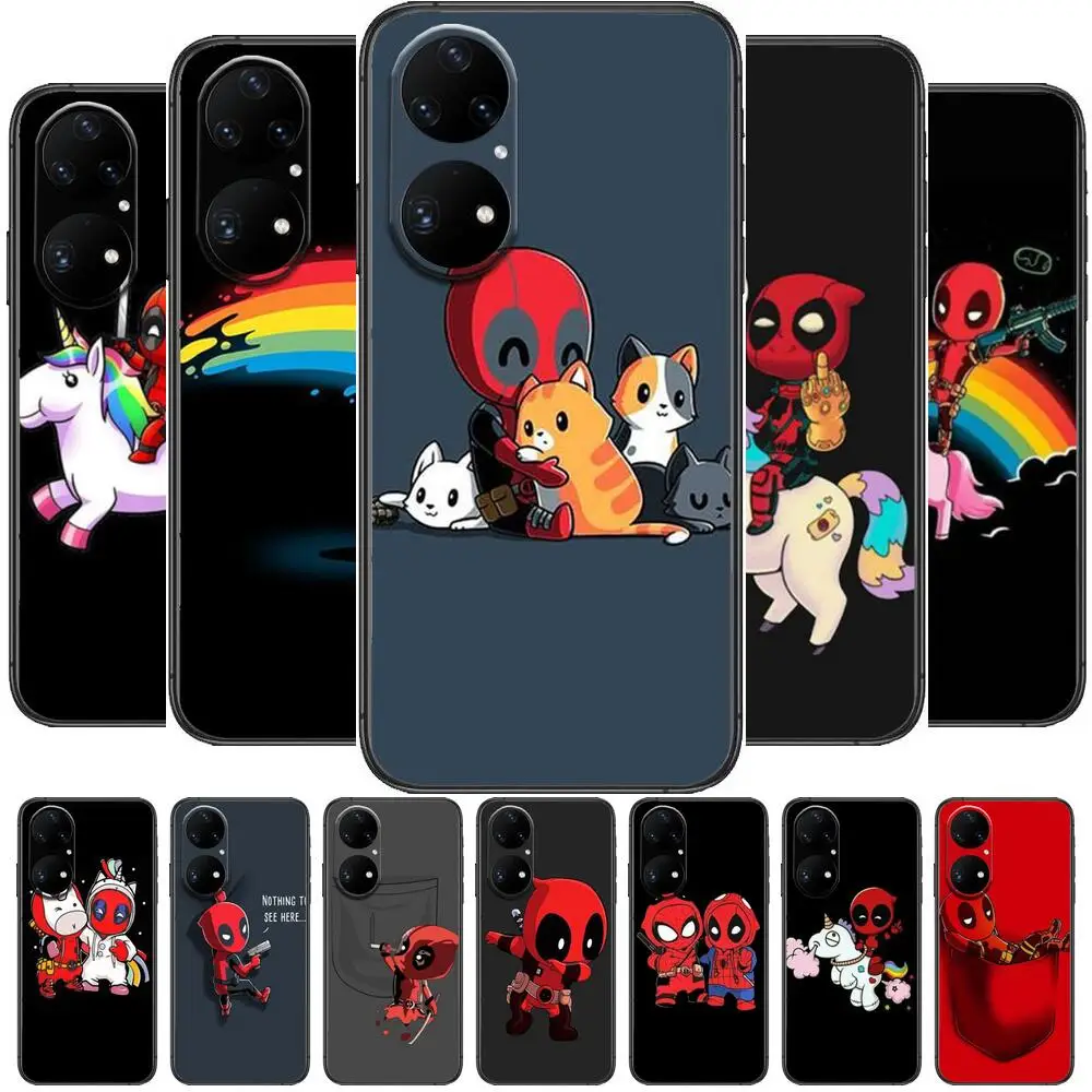 

cute marvel deadpool Phone Case For Huawei p50 P40 p30 P20 10 9 8 Lite E Pro Plus Black Etui Coque Painting Hoesjes comic fas