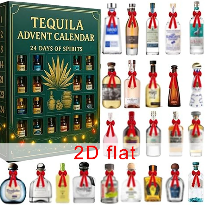 

Адвент-календарь Tequila на 2025 год, 24 шт., красивая бутылка, календарь обратного отсчета, слепая коробка, 2D акриловый кулон, рождественское украшение
