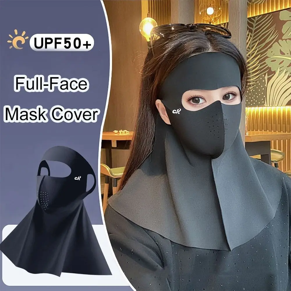 Fashion Summer Full-Face Mask Cover Sun Protection Outdoor Ice Silk Face Veil UPF 50+ Cycling Neck Wrap for Male Female