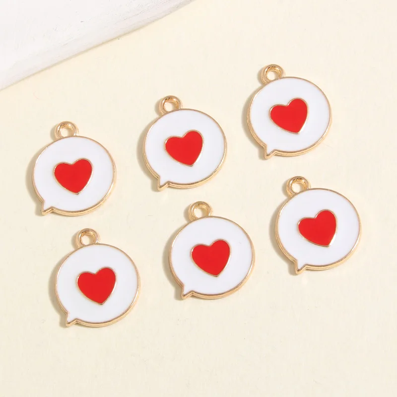 

10pcs Gold Color 17x14mm Cute Enamel Heart Charms Love Message Pendant Fit DIY Earrings Jewelry Making Handcrafted Accessories