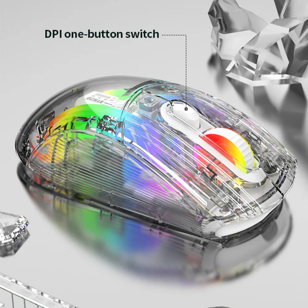 Беспроводная Bluetooth 2 4G USB трехрежимная подключение прозрачная RGB эффект освещения