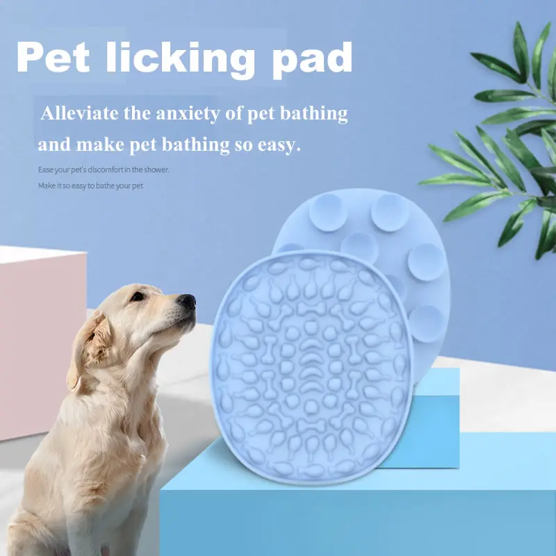 Oval Silicone Dog Lick Pad Dog Pet Slow Food Tray Dog Bath Distraction Silicone Dog Sucker Training Pet Food Feeder Supplies