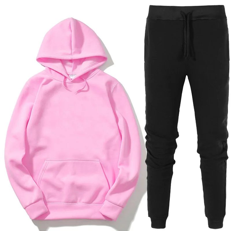 

Women's Tracksuit Autumn Plus Fleece Sweatshirts Two Piece Set Casual Oversized Solid Female Sports Hoodie Suit Long Pant Sets