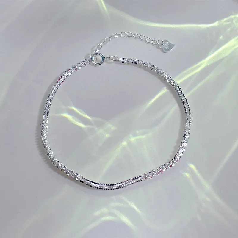 

New Arrived S925 Sterling Silver Sparkling Twine Bracelet Gypsophila Adjustable Bangle For Women Fine Fashion Jewelry Accessorie