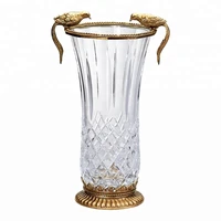 home decoration art craft excellent decorative luxurious vases flower crystal with brass