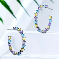 jimbora big size round circle shiny cz drop dangle long earrings for women wedding bridal jewelry trendy noble high quality 2020
