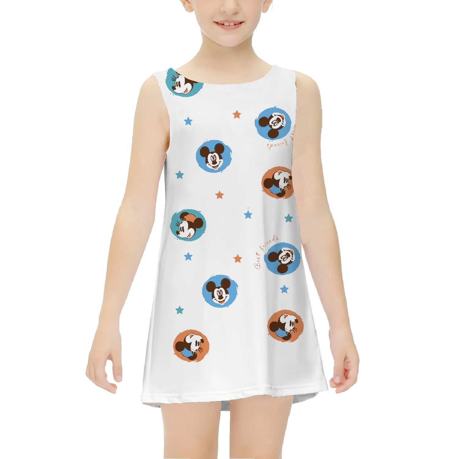 Disney Mickey and Minnie Sleeveless Dress La Xia Children's Clothing Girls Dress Sleeveless Colorblock Long Skirt