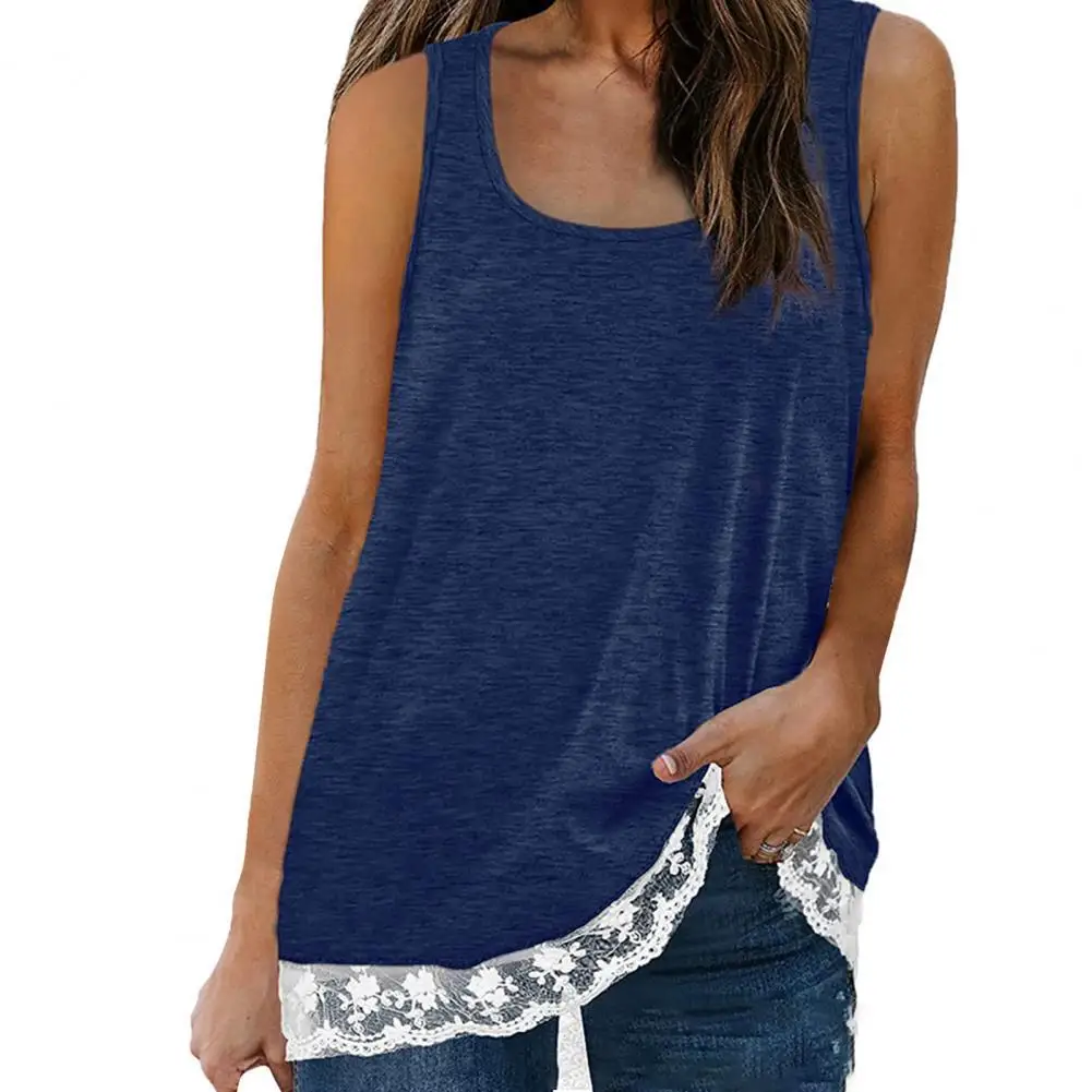 

Модный женский жилет на бретельках, удобная летняя Кружевная футболка с квадратным вырезом, повседневный Универсальный Свободный Топ без р...