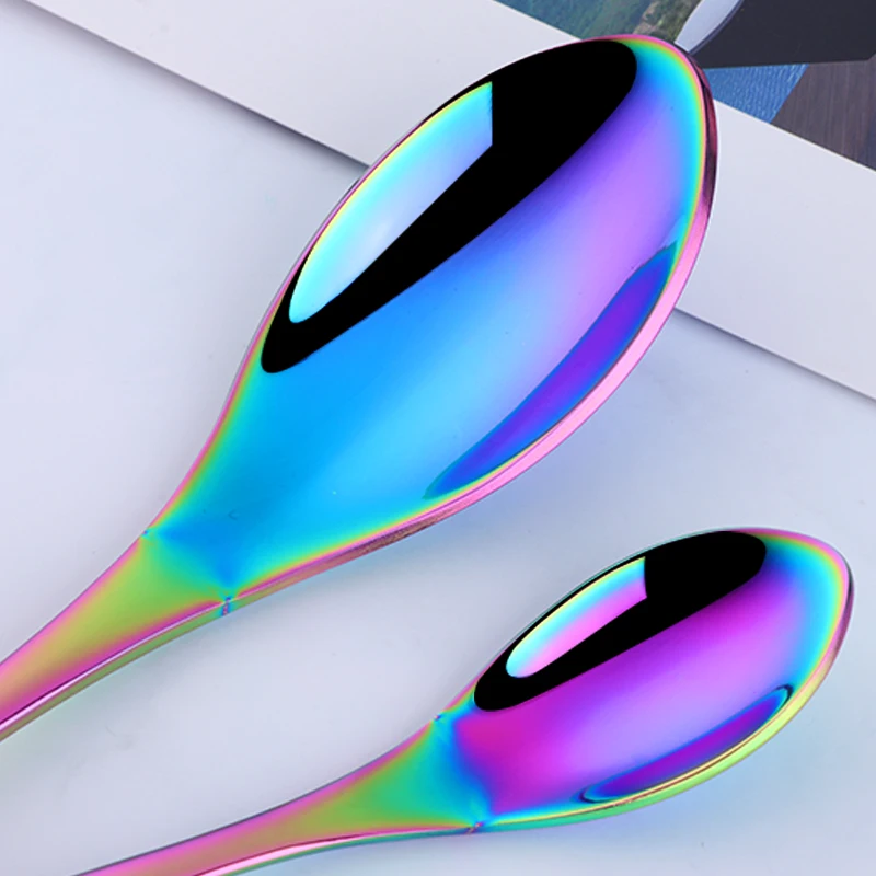 16-32 шт. набор столовых приборов из нержавеющей стали Радужный столовая посуда