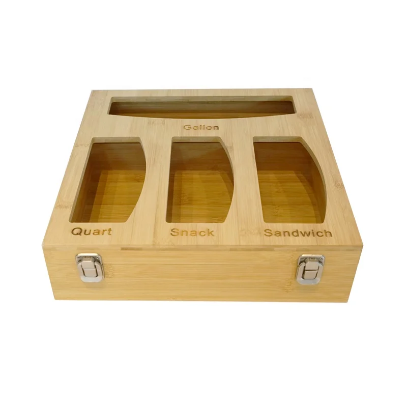 

Manufacturer Custom Printed Bamboo Wooden Kitchen Food Ziploc Storage Bag Organizer for Drawer