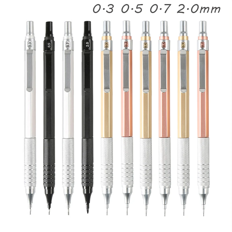

Pencil School Professional Metal Automatic 0.3/0.5/0.7/2.0mm Office Supplies Lead Low Pencil Mechanical Writing Gravity Drawing
