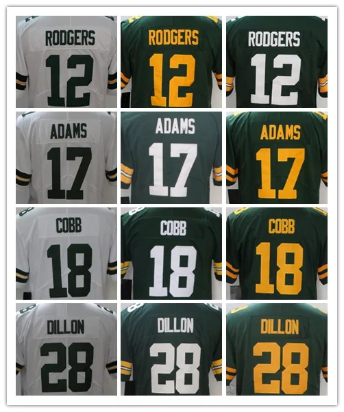 

Green Bay Football Jersey Men's Women's Youth #12 #17 #18 #28 Jersey Cotton embroidery version with logo can be customize
