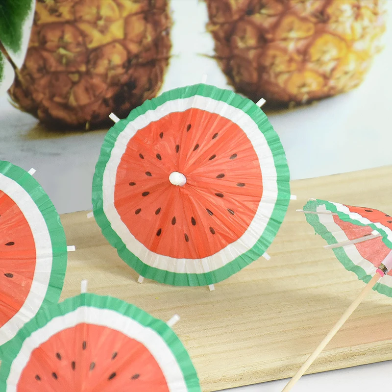 

50pcs Watermelon Umbrella Toothpick Summer Beach Party Drinks Umbrella Cocktail Decor Happy Hawaii Birthday Party Decor Supplies