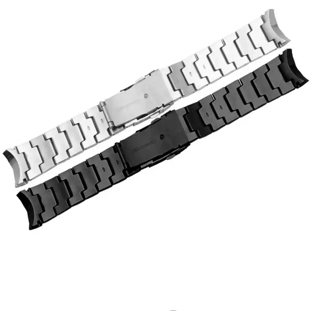 22mm Solid Stainless Steel Silver Black Deployment Buckle Replacement Watch Band Strap Suitable For EF-550 Men's  Watch