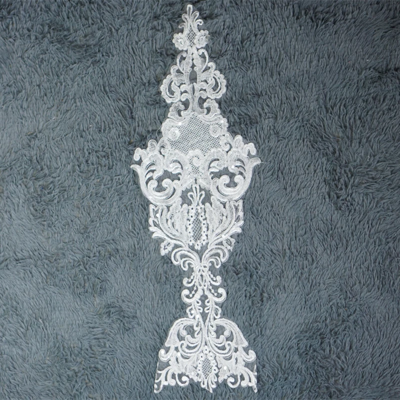 

10Pieces Large Lace Trim Patch Sequins White Wedding Sewing Applique Crafts Lace Fabric For Wedding Dress