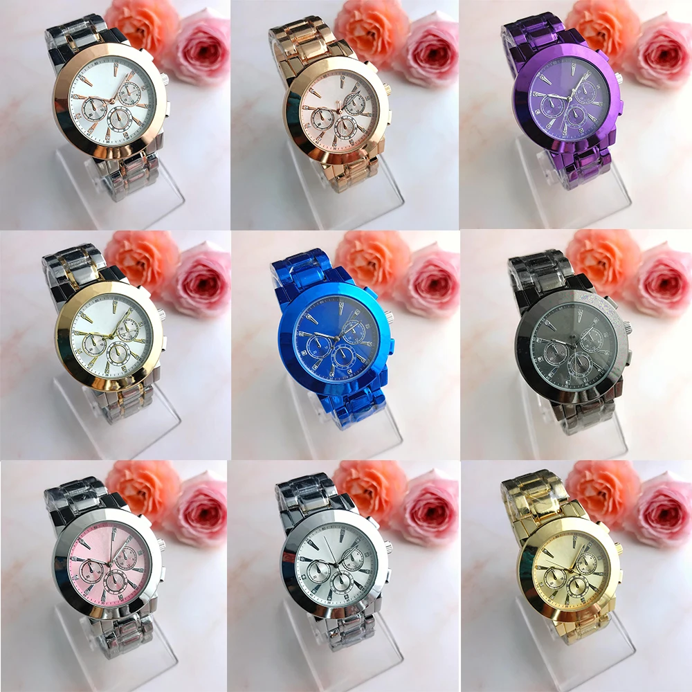 

Новинка, Классические кварцевые часы из нержавеющей стали в европейском и американском стиле для мужчин и женщин, модные роскошные ювелирн...