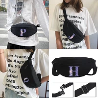 2022 fashion womens shoulder bag womens chest bag waist bag messenger bag purple flower pattern canvas bag riding bag black